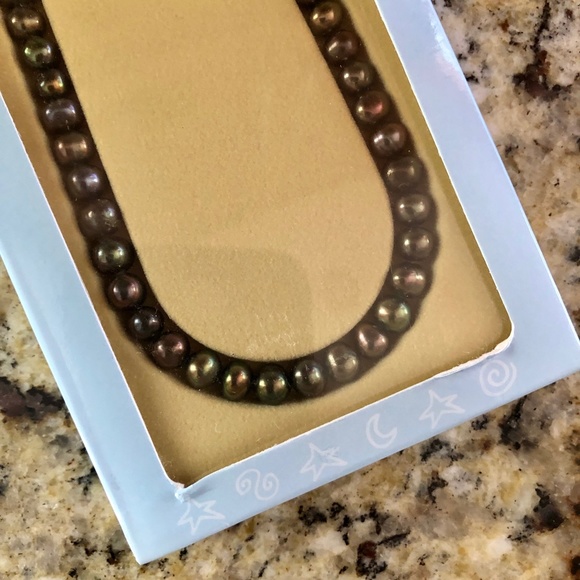 FRESH LIGHT PEARLS Freshwater Black Pearls - 17" Necklace + Earrings Set NEW! - Picture 7 of 14